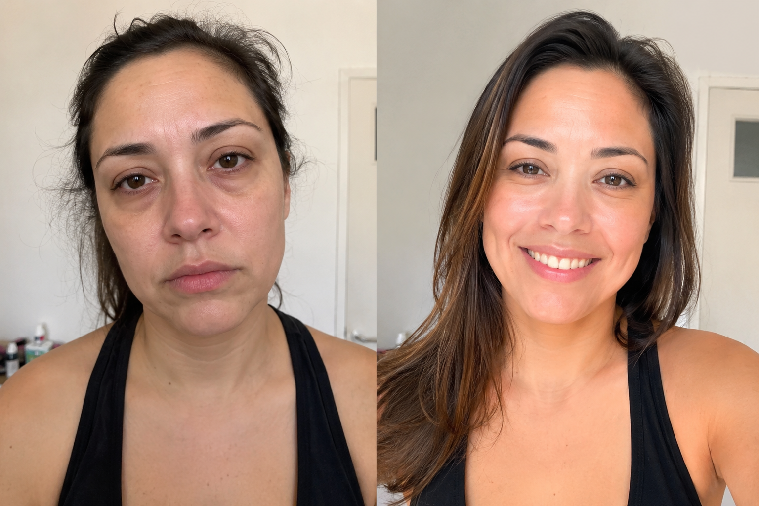 Antes y después de mujeres que siguieron el protocolo alimentario para tiroides